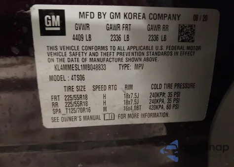 2021 Buick Encore Gx Awd Select from USA, damaged, VIN KL4MMESL1MB048833